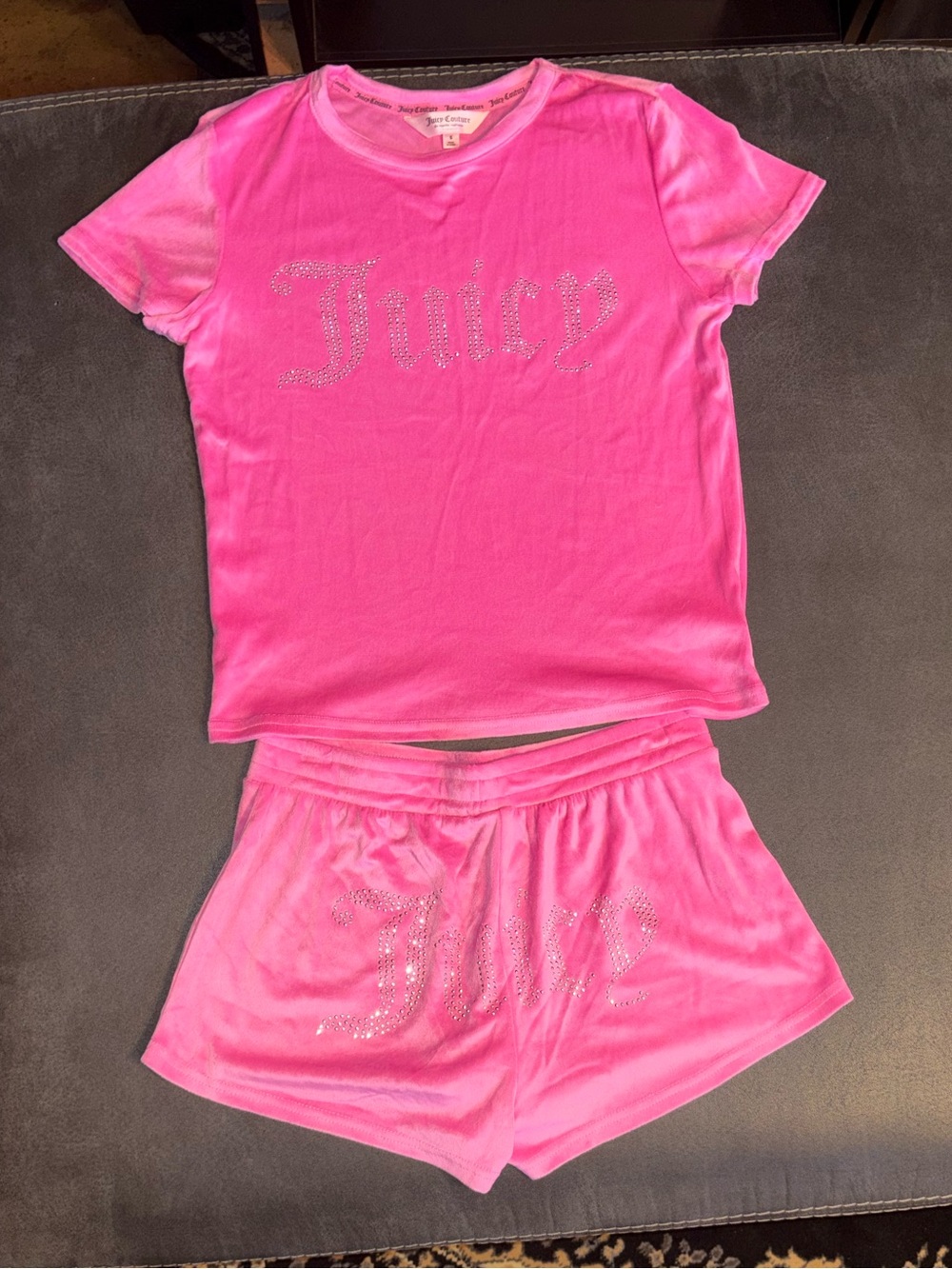 Juicy Couture Hot Pink Rhinestone Logo Pajama Set